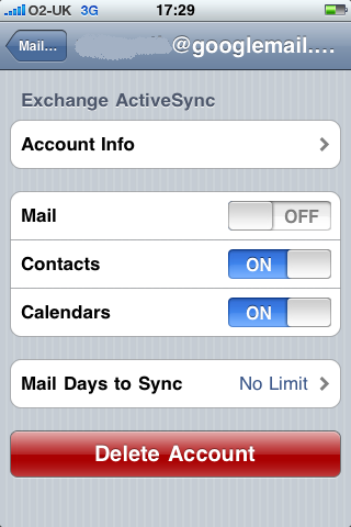 Configure Active Sync Options