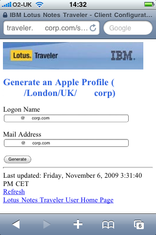 Configure iPhone using the Traveler website